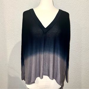 PINS + NEEDLES Blue Ombré Dip-Dye V-Neck Sweater